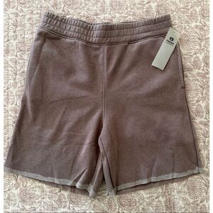 NWT Mono B Fleece Lounge Shorts Boxy Raw Hem Mauve Taupe Brown Size Large M